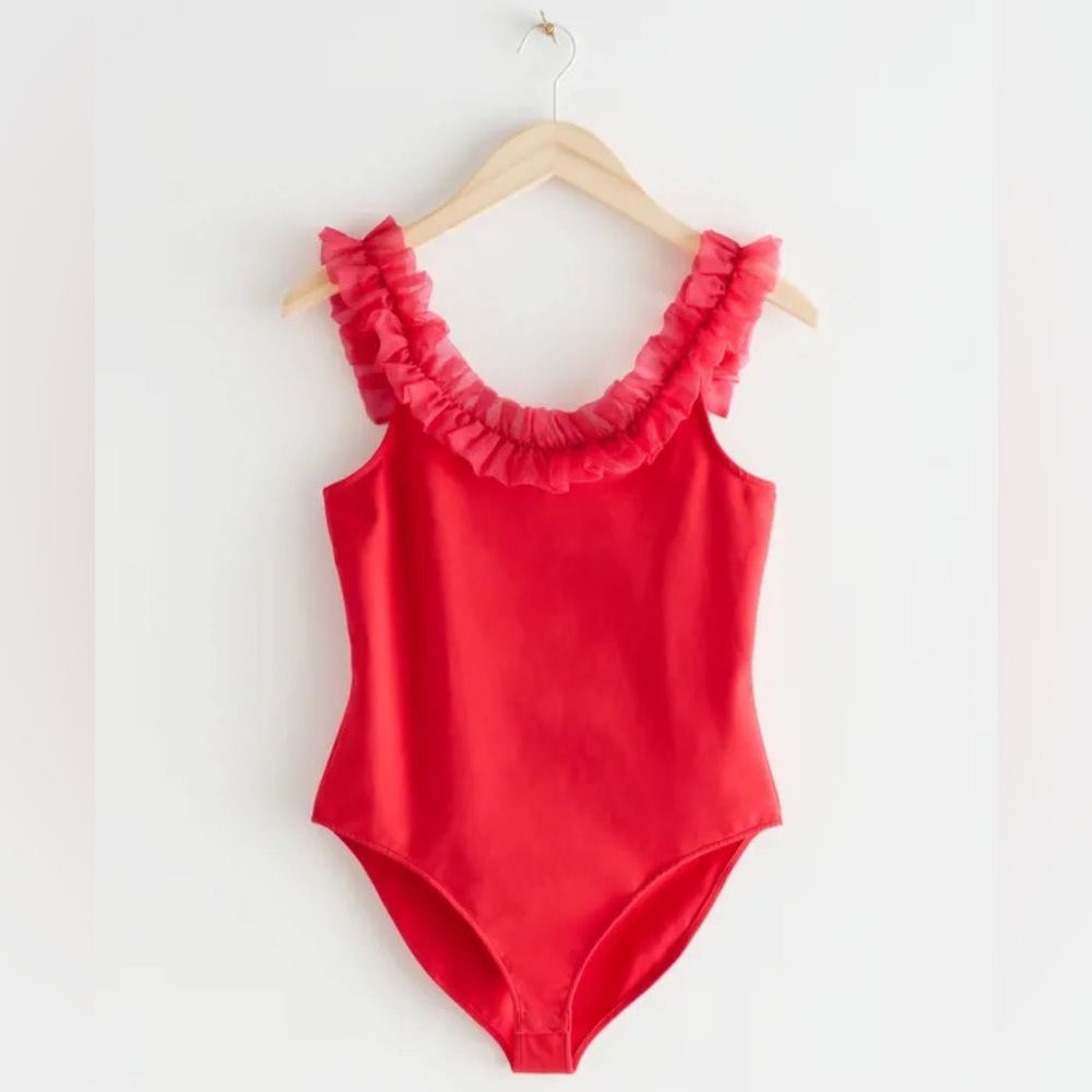 & Other Stories Organza Ruffle Bodysuit NWT